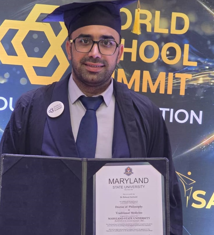 Dr. Behzad Jaybashi honorary doctorate in tradtitional medicine from the University of Maryland, USA